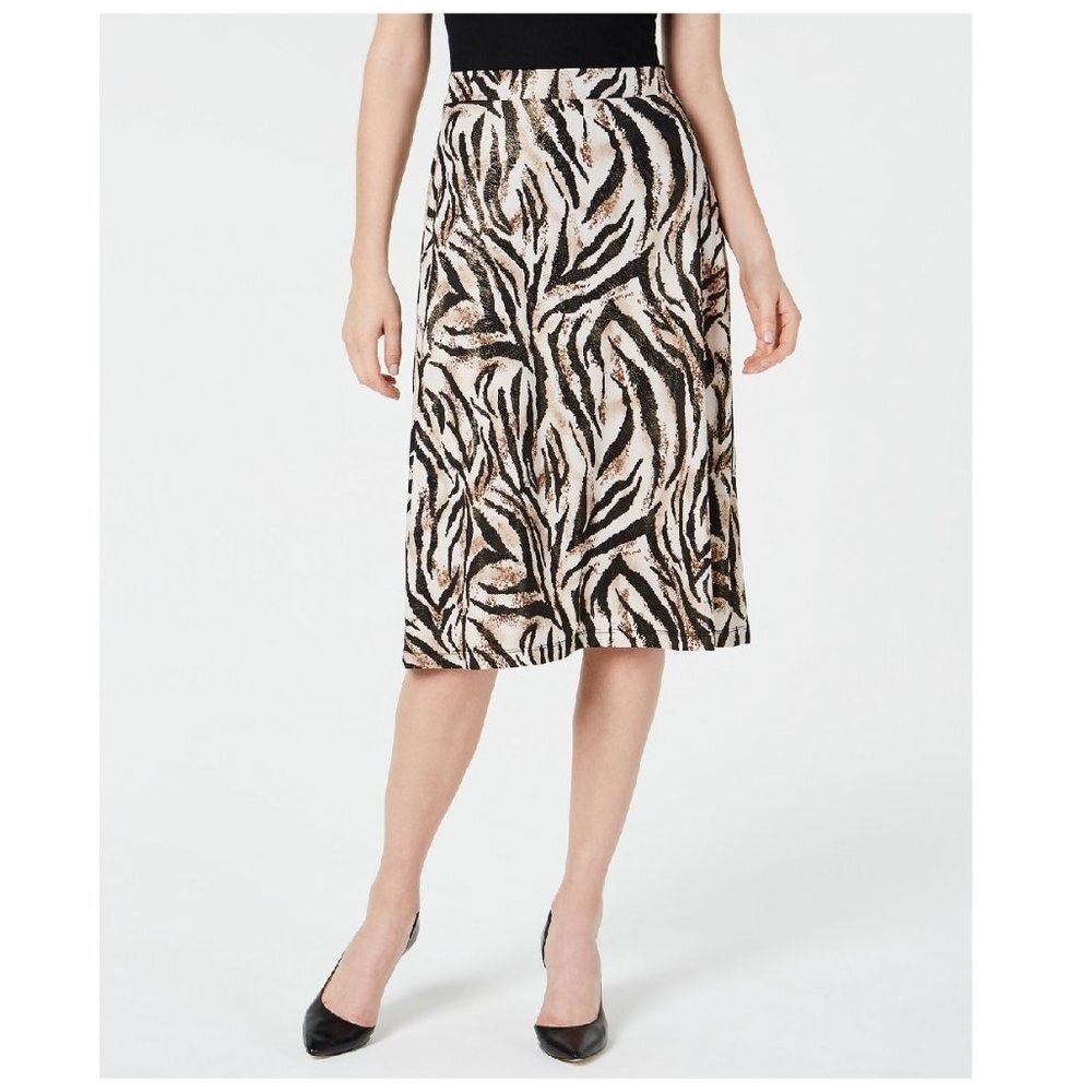 Kasper Animal-Print A-Line Skirt